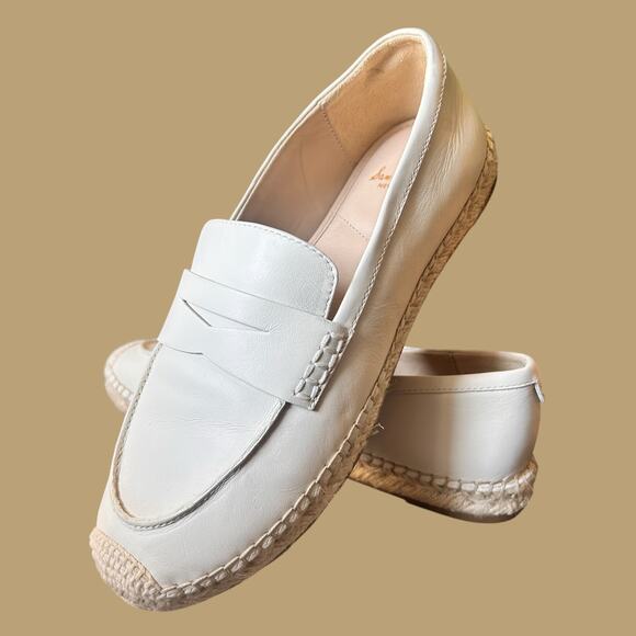 Sam Edelman Women Sz 10M Modern Ivory Espadrille Leather Preppy Academia Loafer - Picture 1 of 15